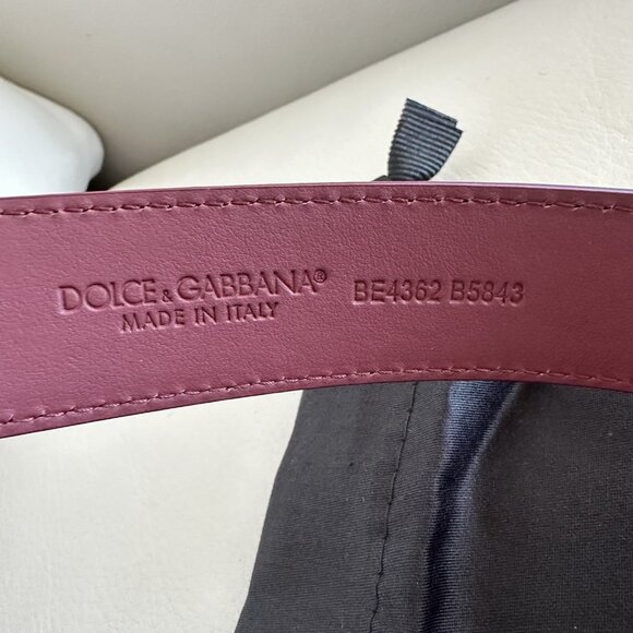 NEW Dolce&Gabbana Belt Burgundy Leather 100% Authentic 115 Cm - Picture 4 of 4
